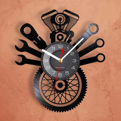 Motorcycle Engine Retro Wall Clock