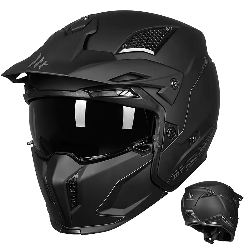 Retro Street Fighter Black Modular Helmet LD03