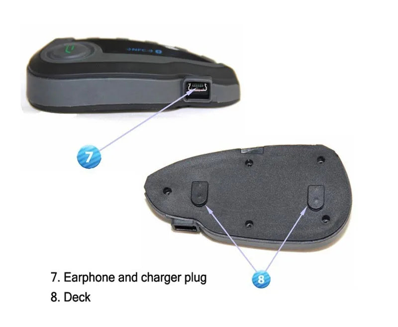 ABG V8 Bluetooth Motorcycle Helmet Headset – 5-Way Intercom, NFC, FM & Waterproof
