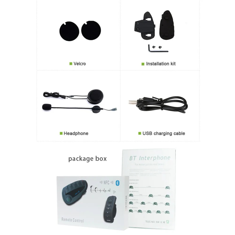 ABG V8 Bluetooth Motorcycle Helmet Headset – 5-Way Intercom, NFC, FM & Waterproof