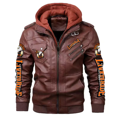 Live to Ride Eagle Print Leather Jacket