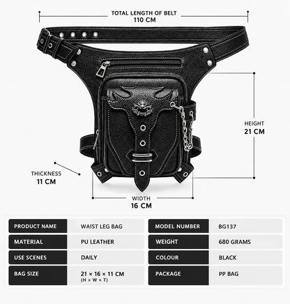 Punk Gothic Leather Waist and Leg Bag TT40