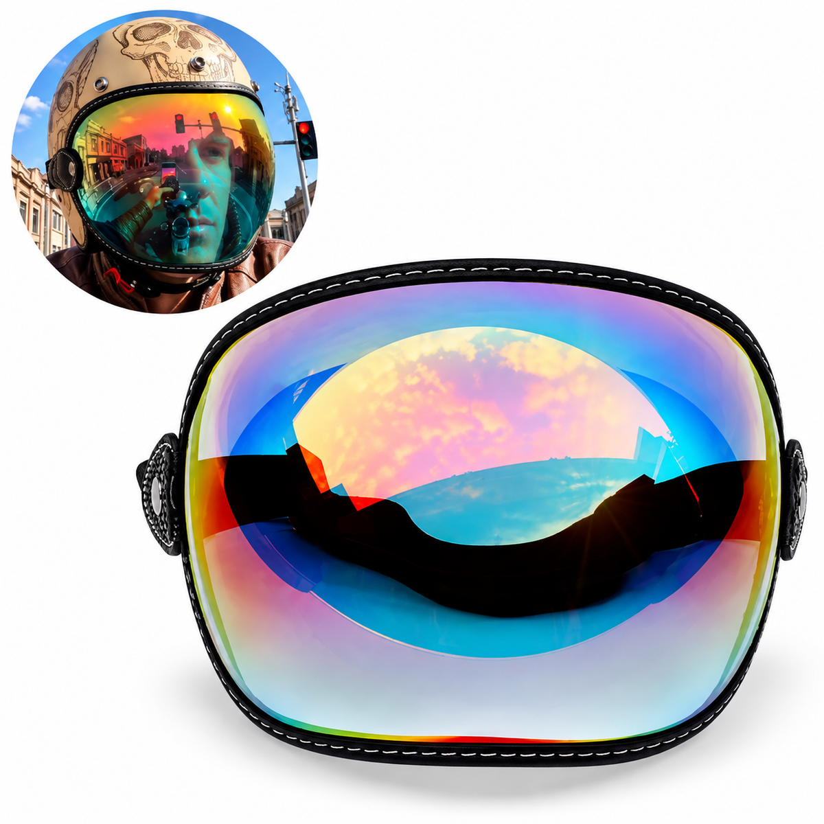 Flip up Lens Bubble Visor Face Shield Mask TT47