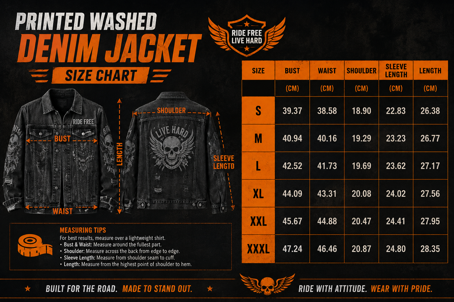 Niam Printed Washed Denim Jacket