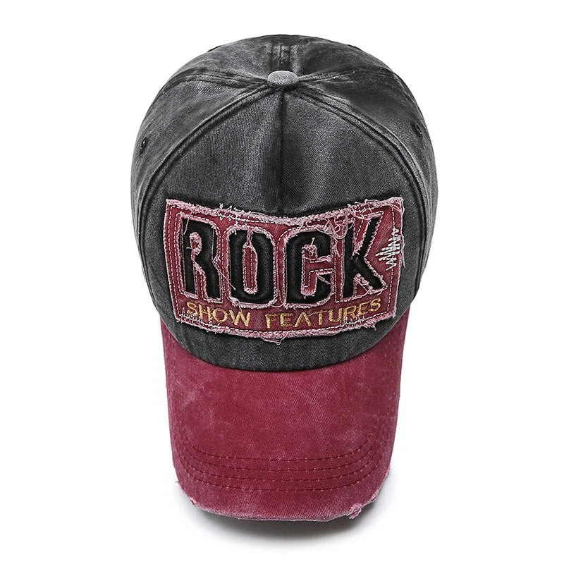 ROCK Embroidered Patch Washed Baseball Cap