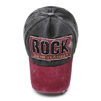 ROCK Embroidered Patch Washed Baseball Cap