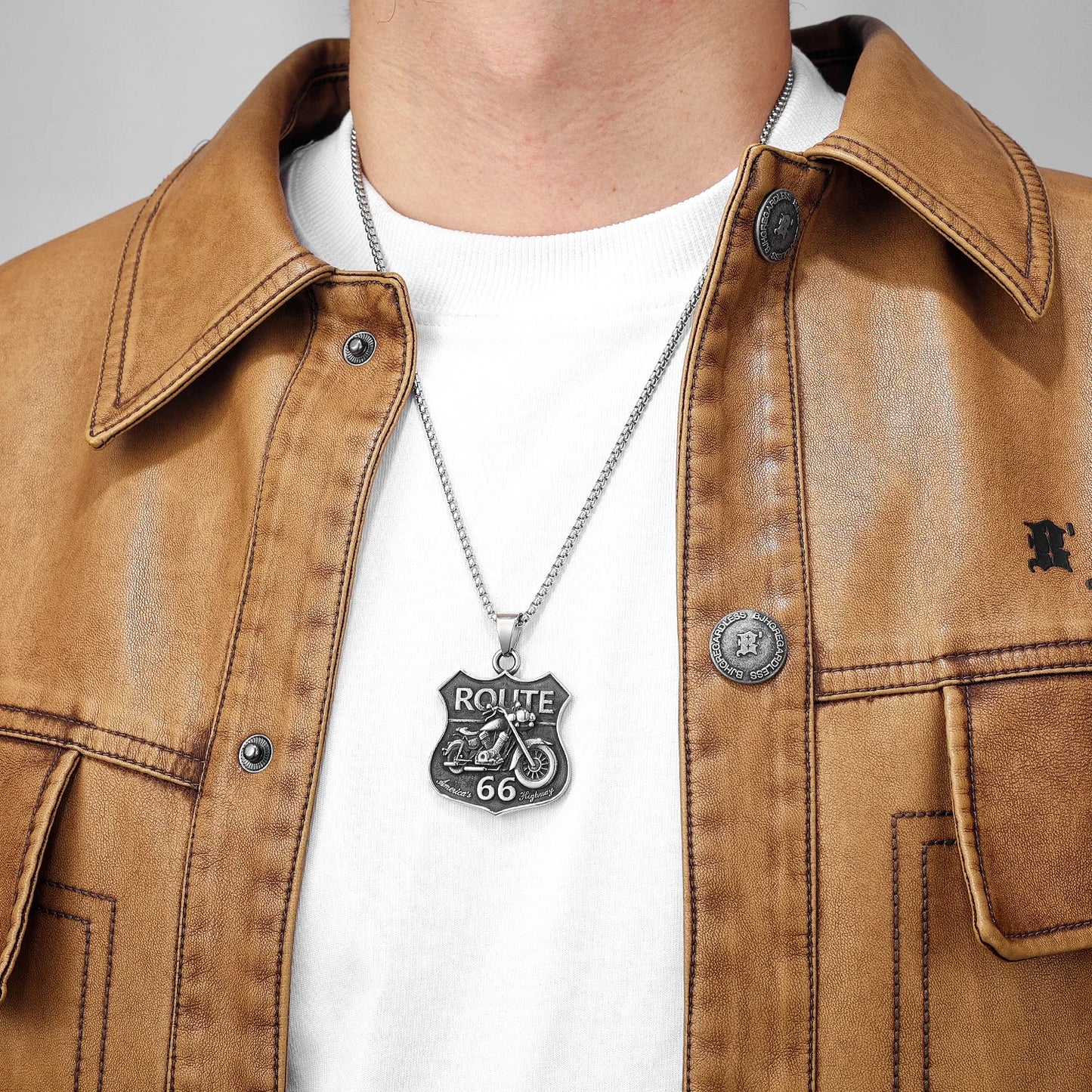 Route 66 Motorcycle Necklace
