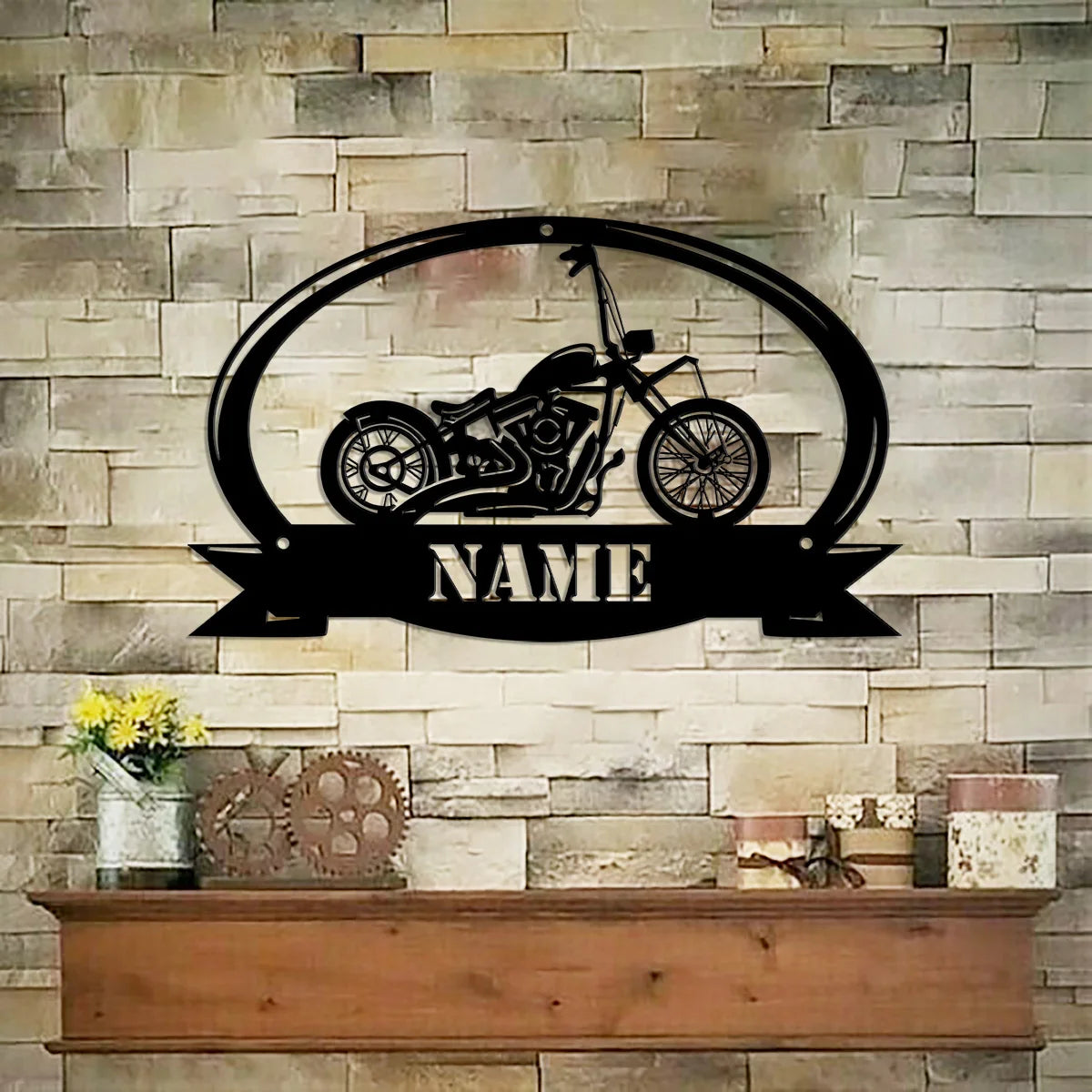 Motorcycle Personalized Name Metal Wall Sign