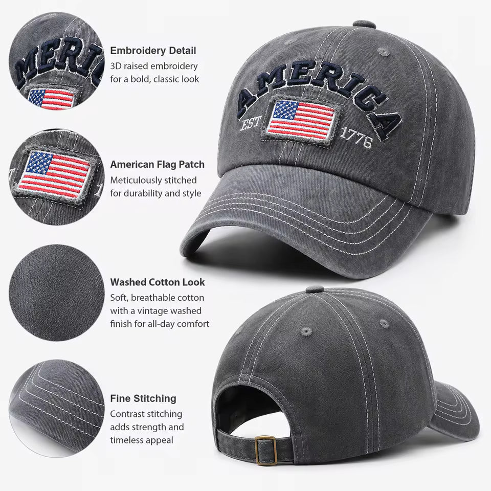 America Vintage Washed Cotton Baseball Cap