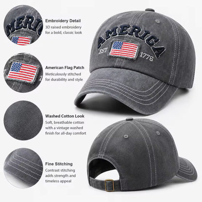 America Vintage Washed Cotton Baseball Cap