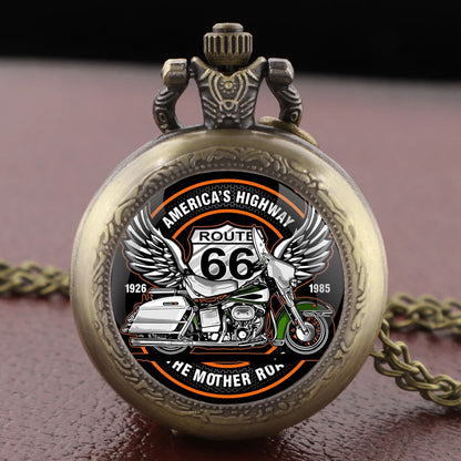 Motorcycle Route 66 Pocket Watch