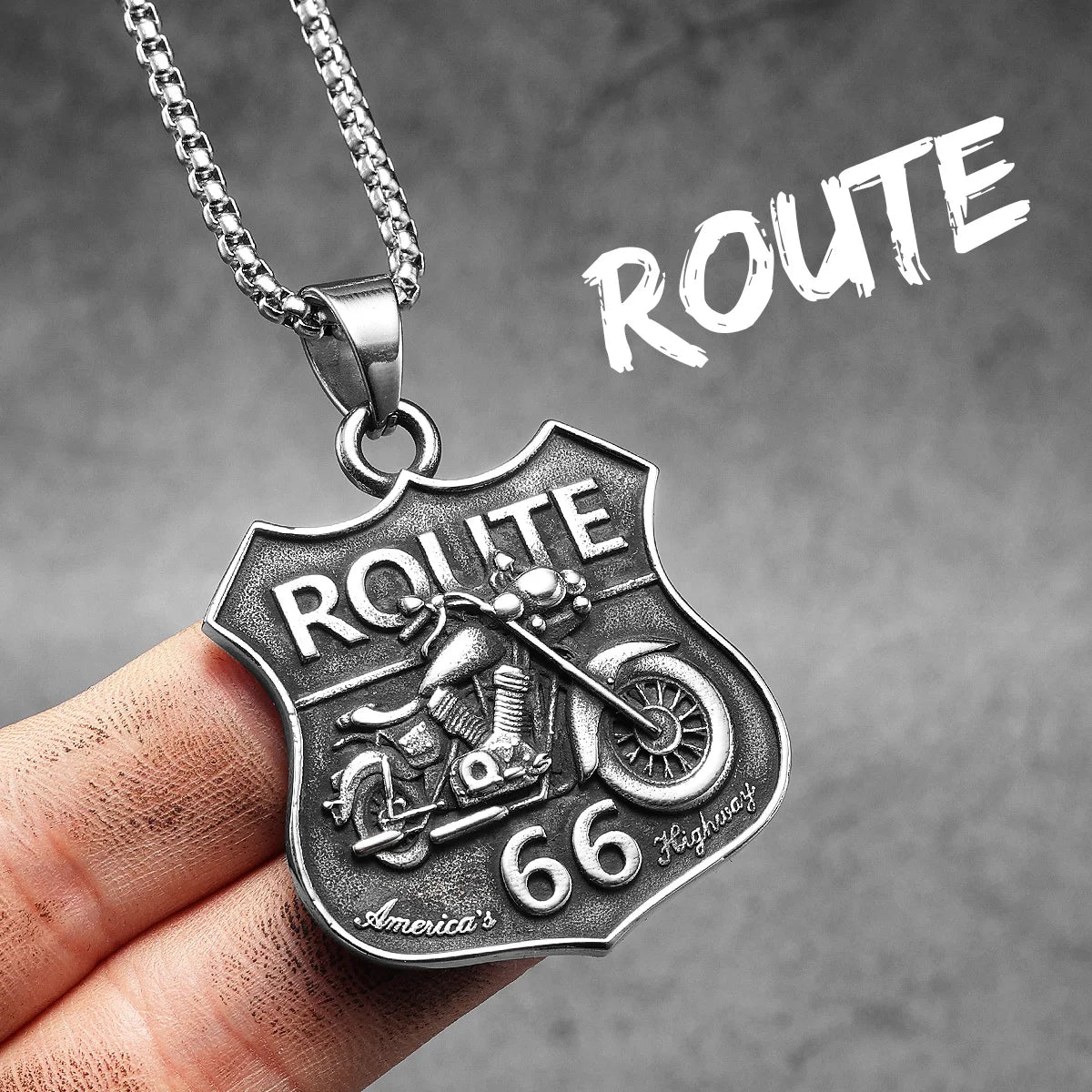 Route 66 Motorcycle Necklace
