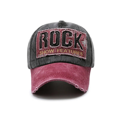 ROCK Embroidered Patch Washed Baseball Cap