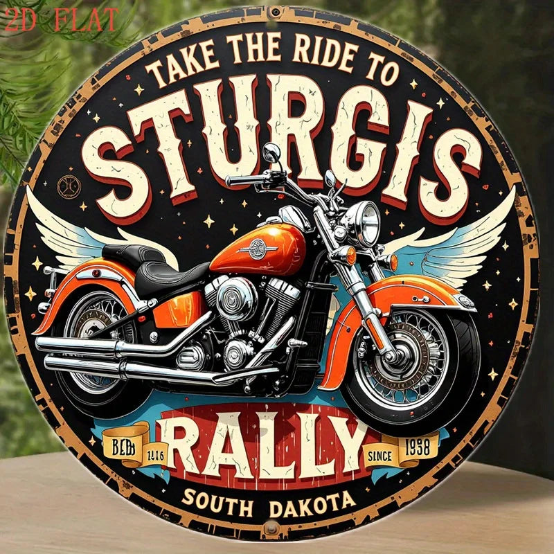 Sturgis Rally 8-Inch Round Metal Wall Sign