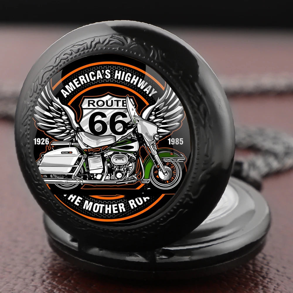 Motorcycle Route 66 Pocket Watch