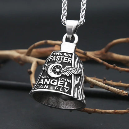 Never Ride Faster Than Your Angel Can Fly Bell / Necklace