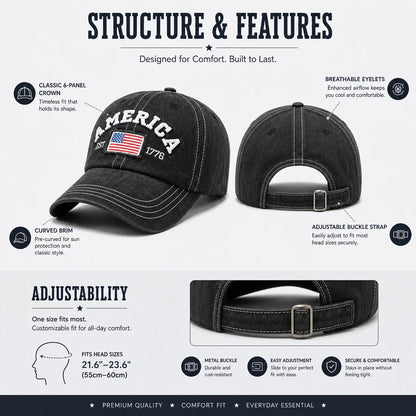 America Vintage Washed Cotton Baseball Cap