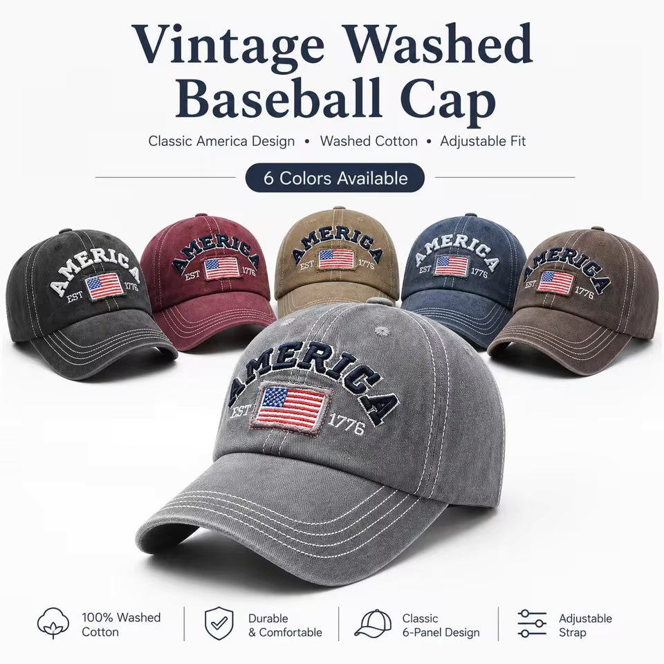 America Vintage Washed Cotton Baseball Cap
