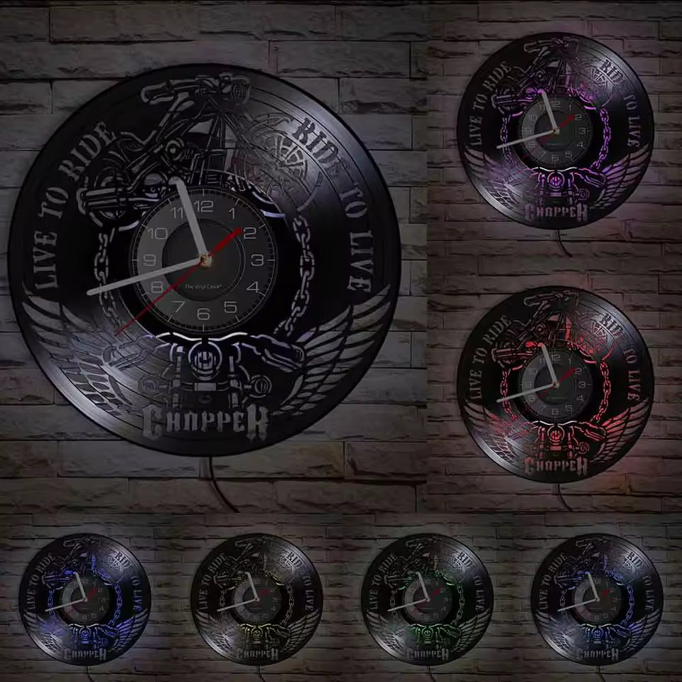 Ride To Live Live To Ride Chopper Wall Clock