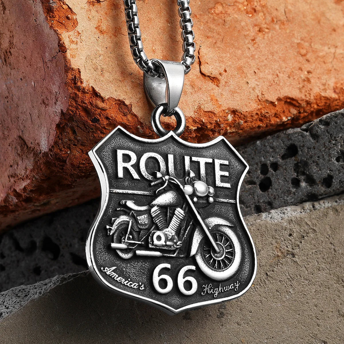 Route 66 Motorcycle Necklace
