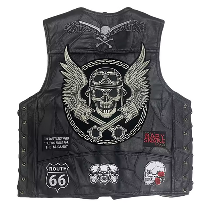 Skull Wings & Biker Patches Lether Biker Vest LD17