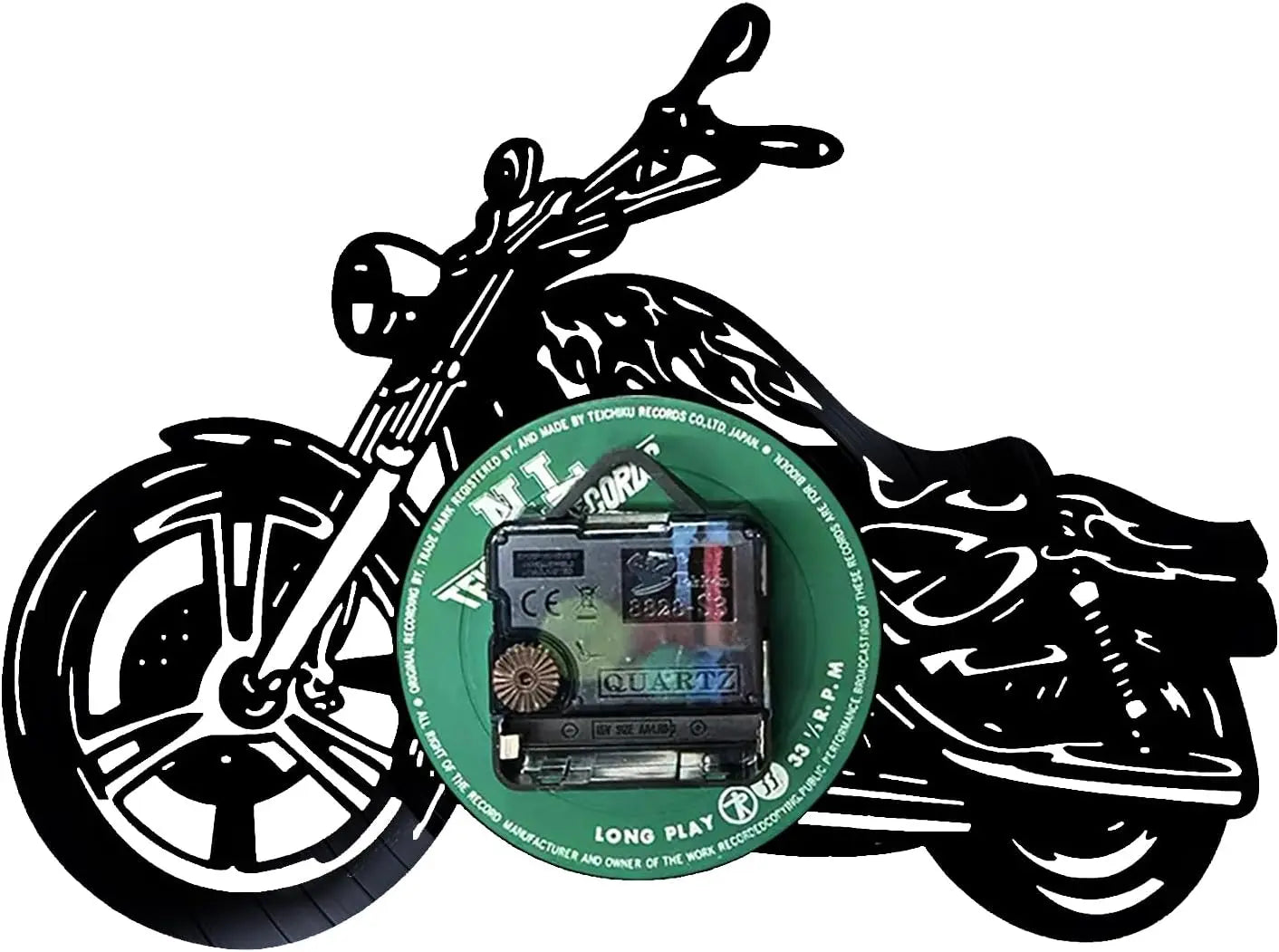 Retro Motorcycle Vinyl Record Wall Clock
