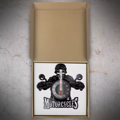 Skull in Helmet Racer Motorcycle Wall Clock
