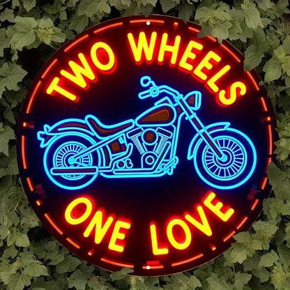 Two Wheels One Love Neon Sign