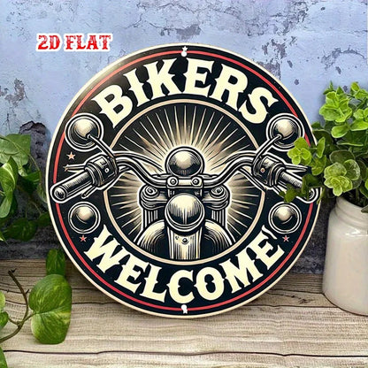Bikers Welcome Aluminum Sign