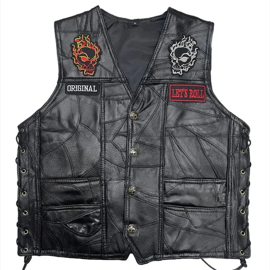 Skull Wings & Biker Patches Lether Biker Vest LD17
