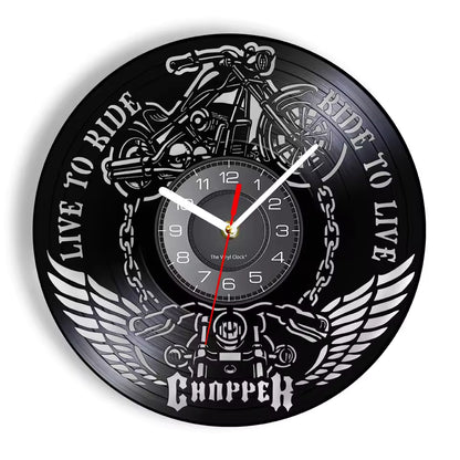 Ride To Live Live To Ride Chopper Wall Clock