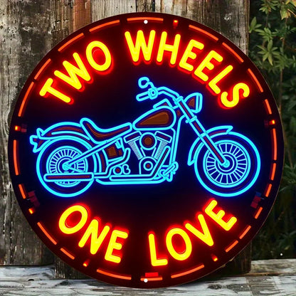Two Wheels One Love Neon Sign