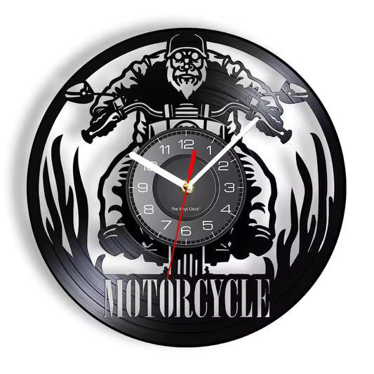 Old Man Riding Motorcycle Wall Clock
