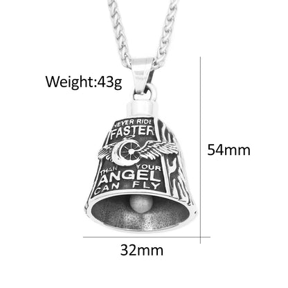 Never Ride Faster Than Your Angel Can Fly Bell / Necklace
