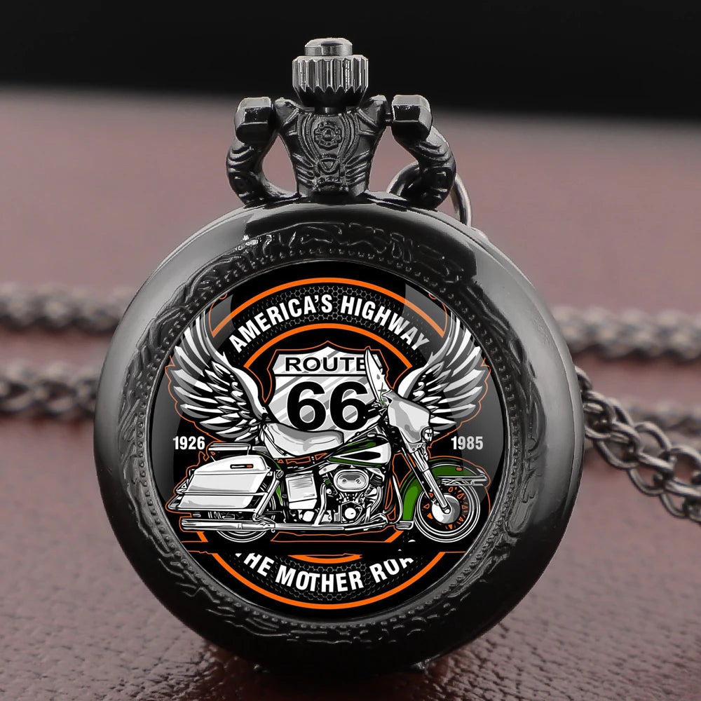 Motorcycle Route 66 Pocket Watch