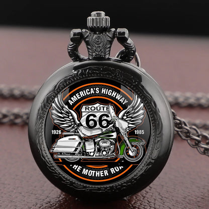 Motorcycle Route 66 Pocket Watch