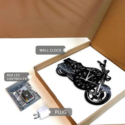 Retro Motorcycle Vinyl Record Wall Clock