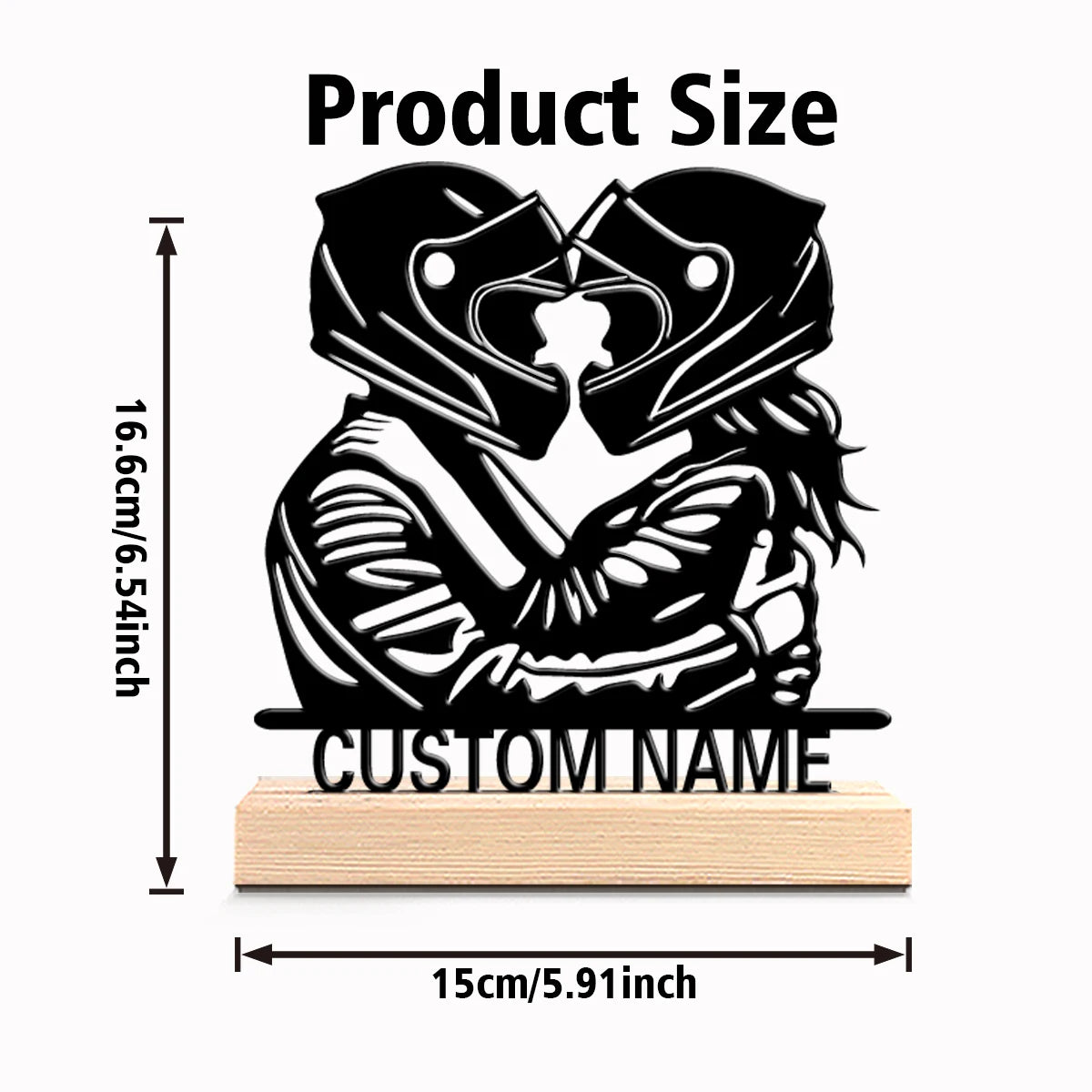 Personalized Motorcycle Couple Metal Sculpture
