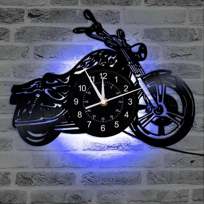 Retro Motorcycle Vinyl Record Wall Clock