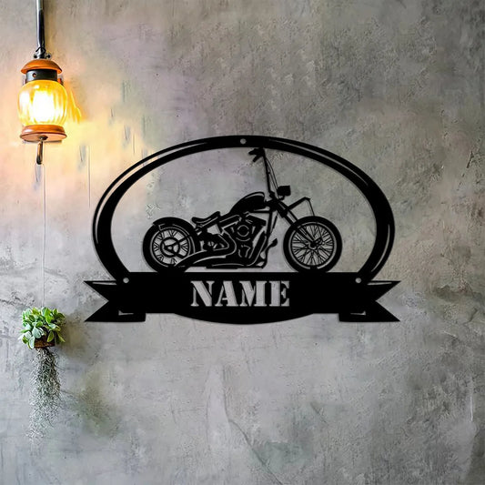 Motorcycle Personalized Name Metal Wall Sign