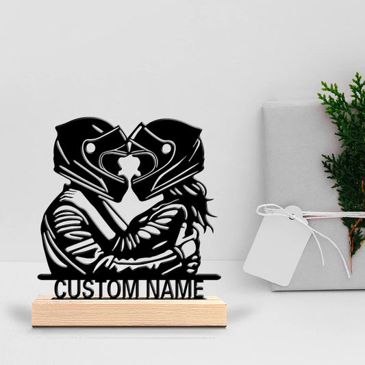 Personalized Motorcycle Couple Metal Sculpture