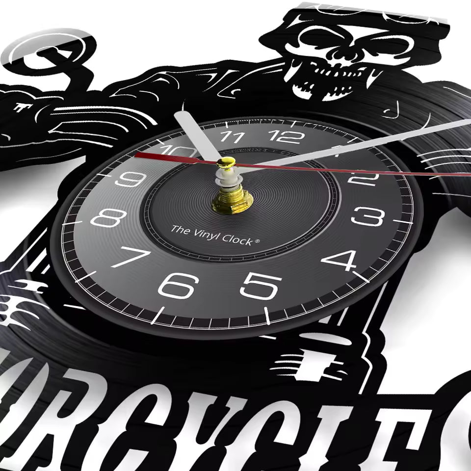 Skull in Helmet Racer Motorcycle Wall Clock