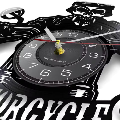 Skull in Helmet Racer Motorcycle Wall Clock