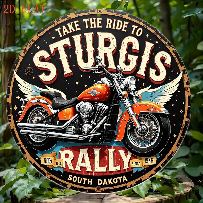 Sturgis Rally 8-Inch Round Metal Wall Sign