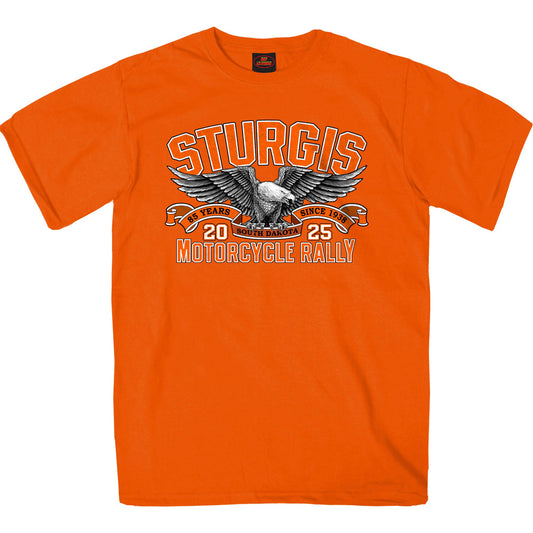 2025 Sturgis Motorcycle Rally Main Street Photo SS Orange T-shirt