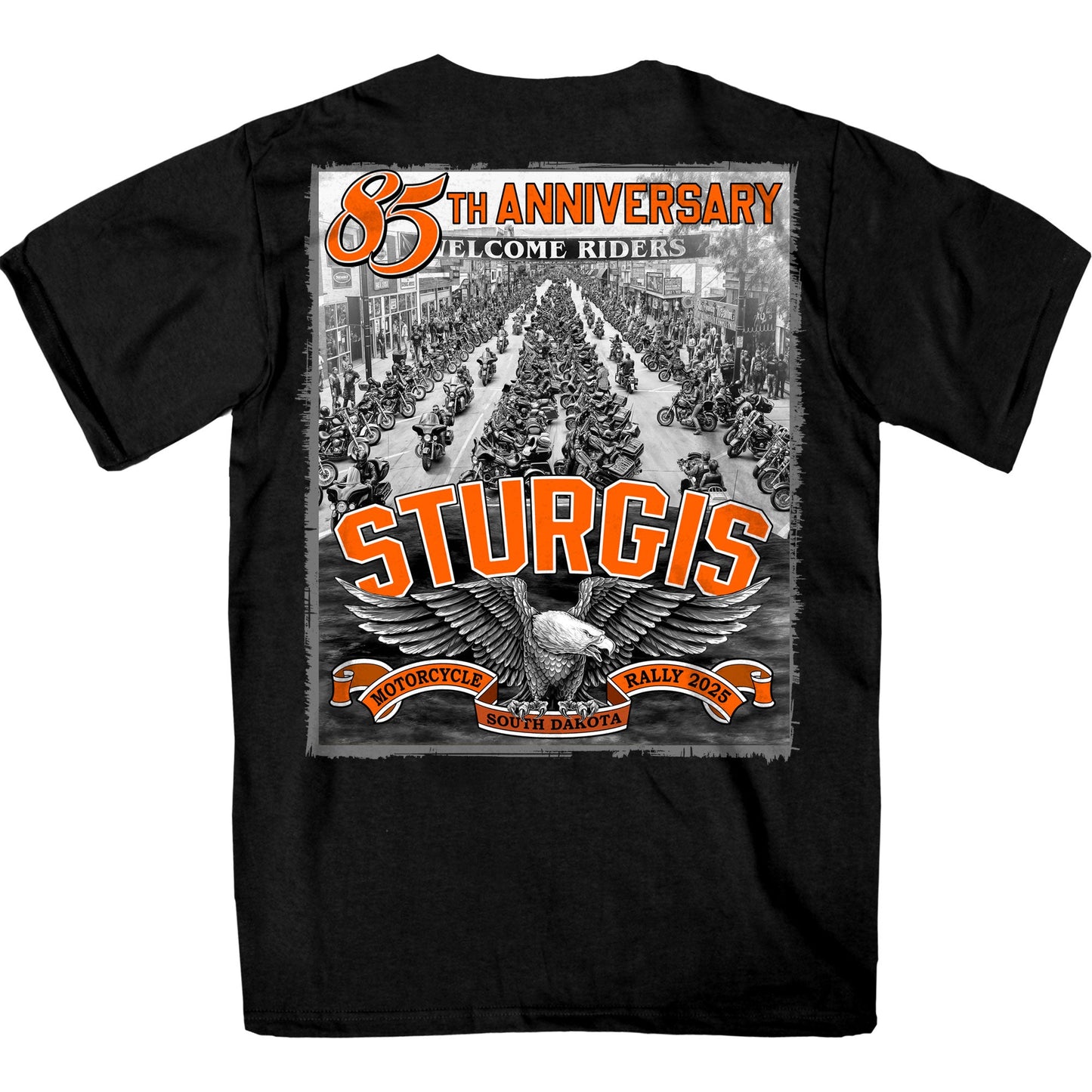 2025 Sturgis Motorcycle Rally Main Street Photo SS Black T-shirt