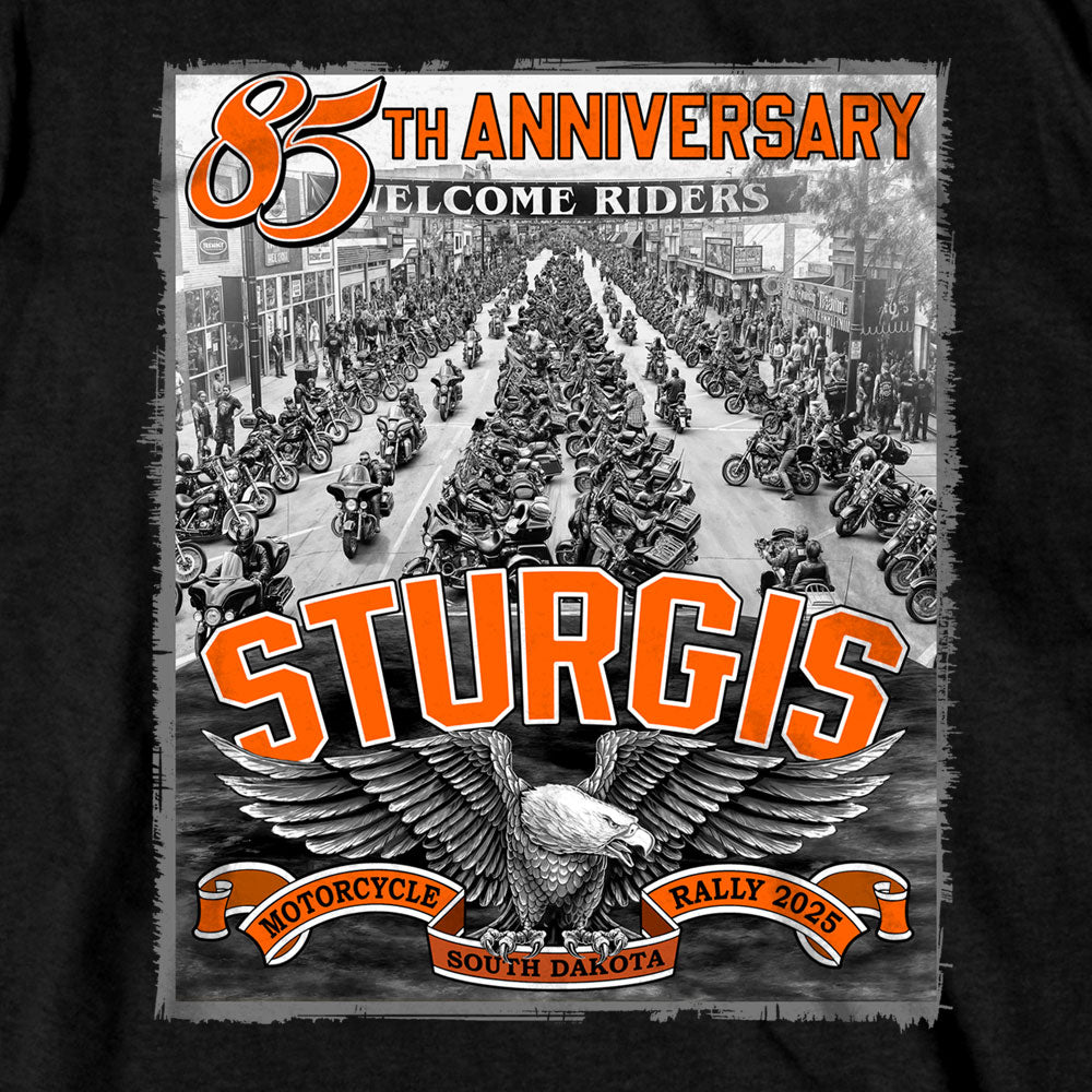 2025 Sturgis Motorcycle Rally Main Street Photo SS Black T-shirt