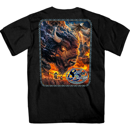 2025 Sturgis Motorcycle Rally American Bison SS Black T-shirt