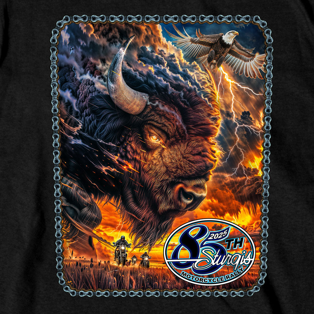 2025 Sturgis Motorcycle Rally American Bison SS Black T-shirt