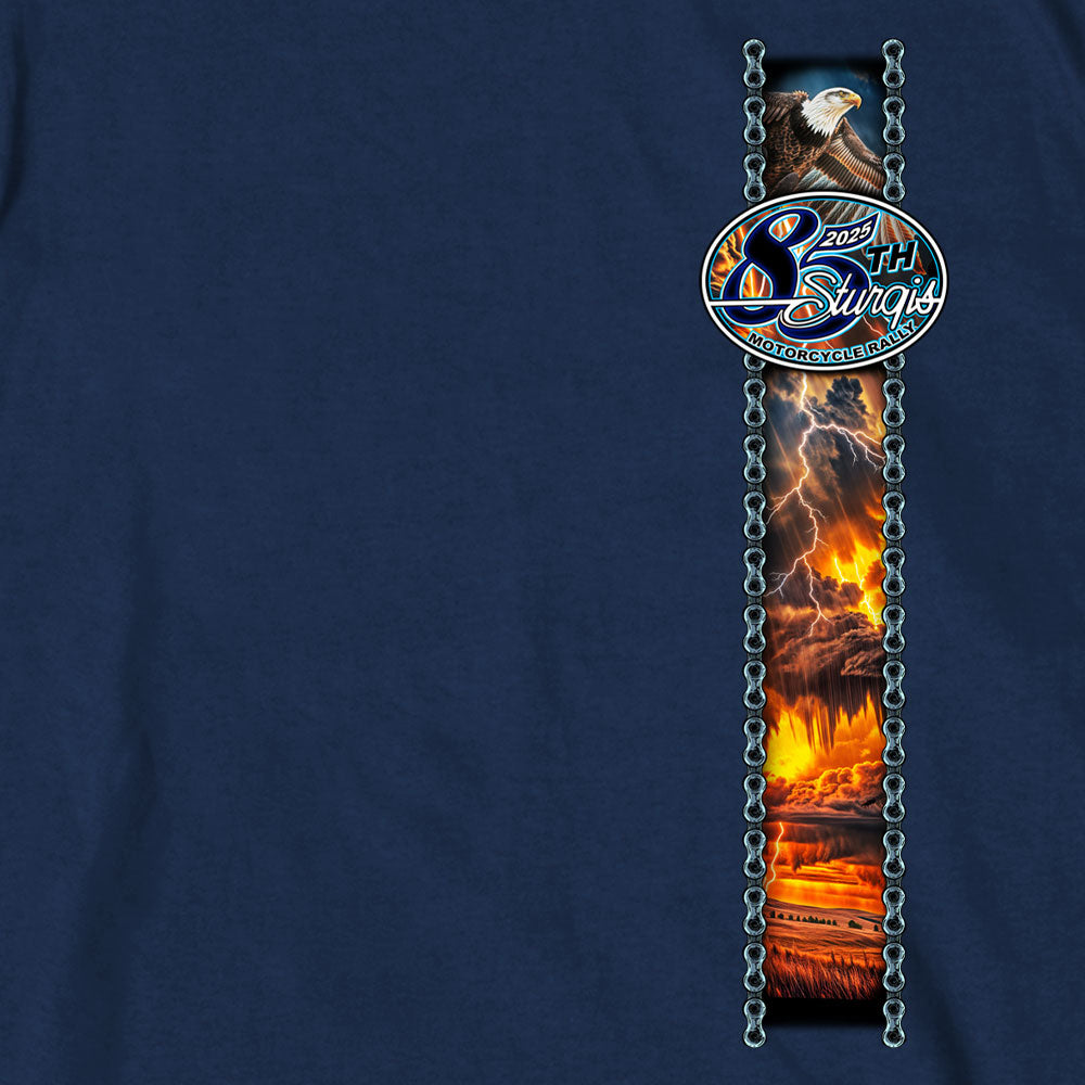 2025 Sturgis Motorcycle Rally American Bison Navy SS T-Shirt